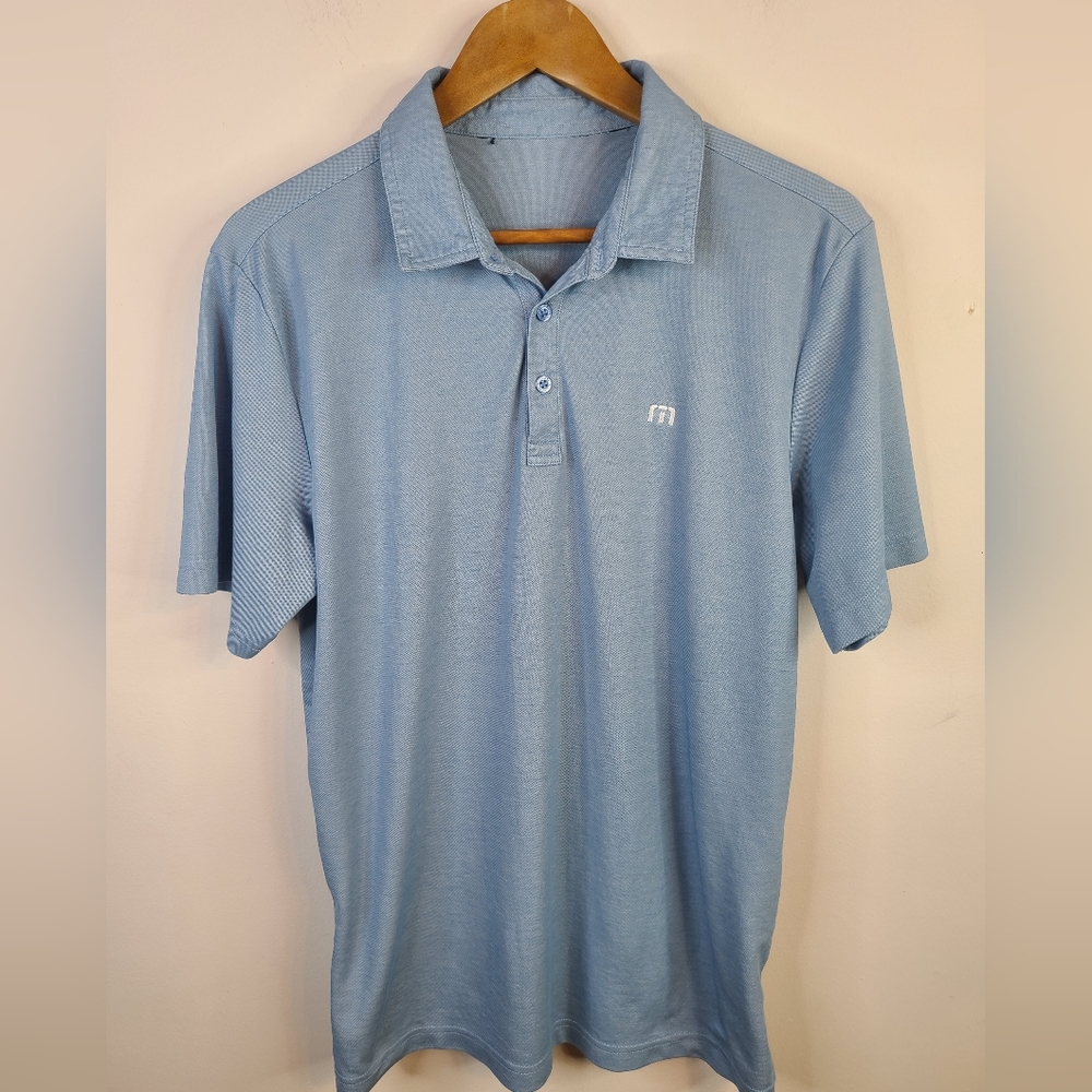 Travis Mathew- Short Sleeve Polo - SIZE L - Light Blue Office Golf Summer